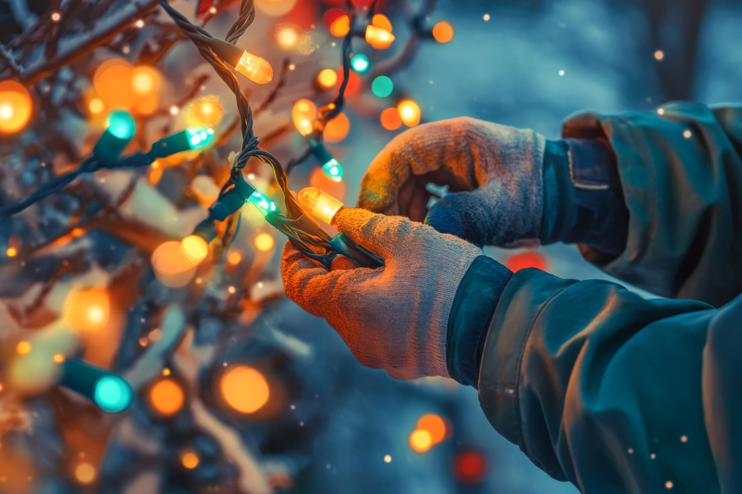 Professional Christmas light installation process